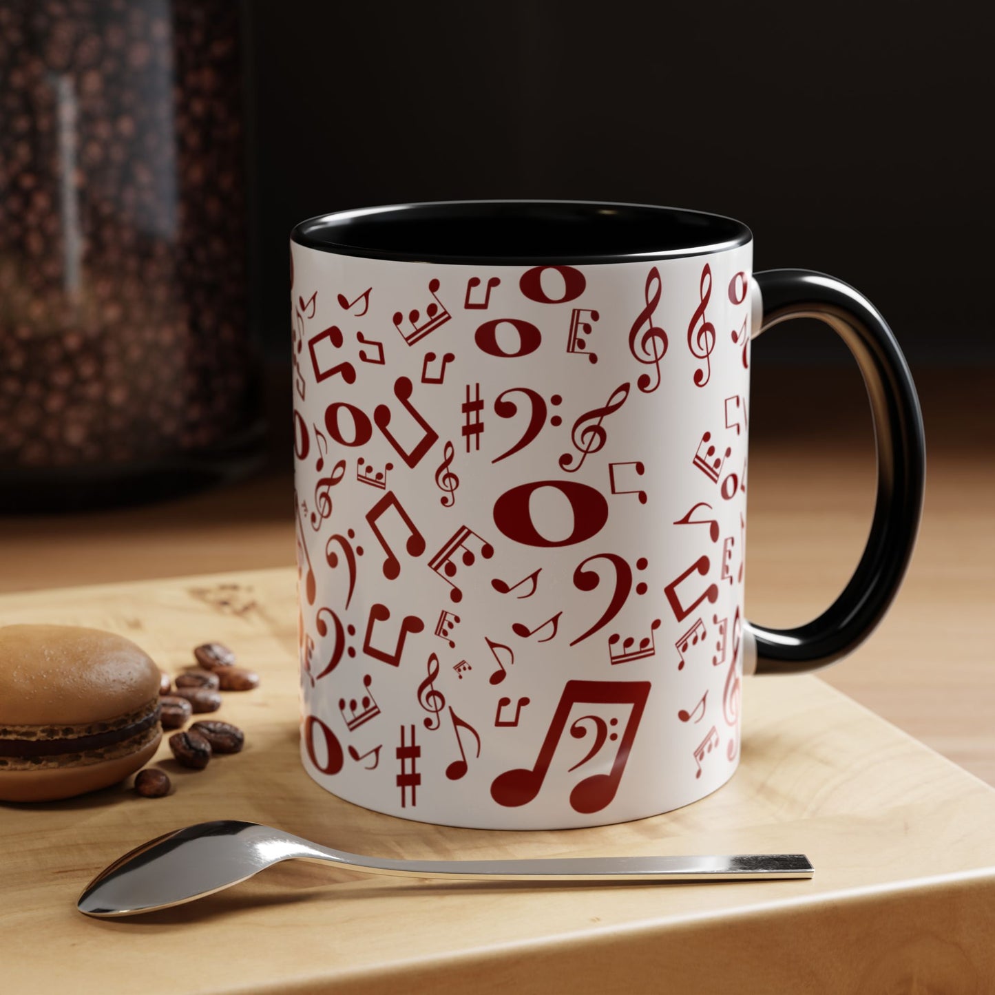 Accent Coffee Mug (11, 15oz) - Musical Notes