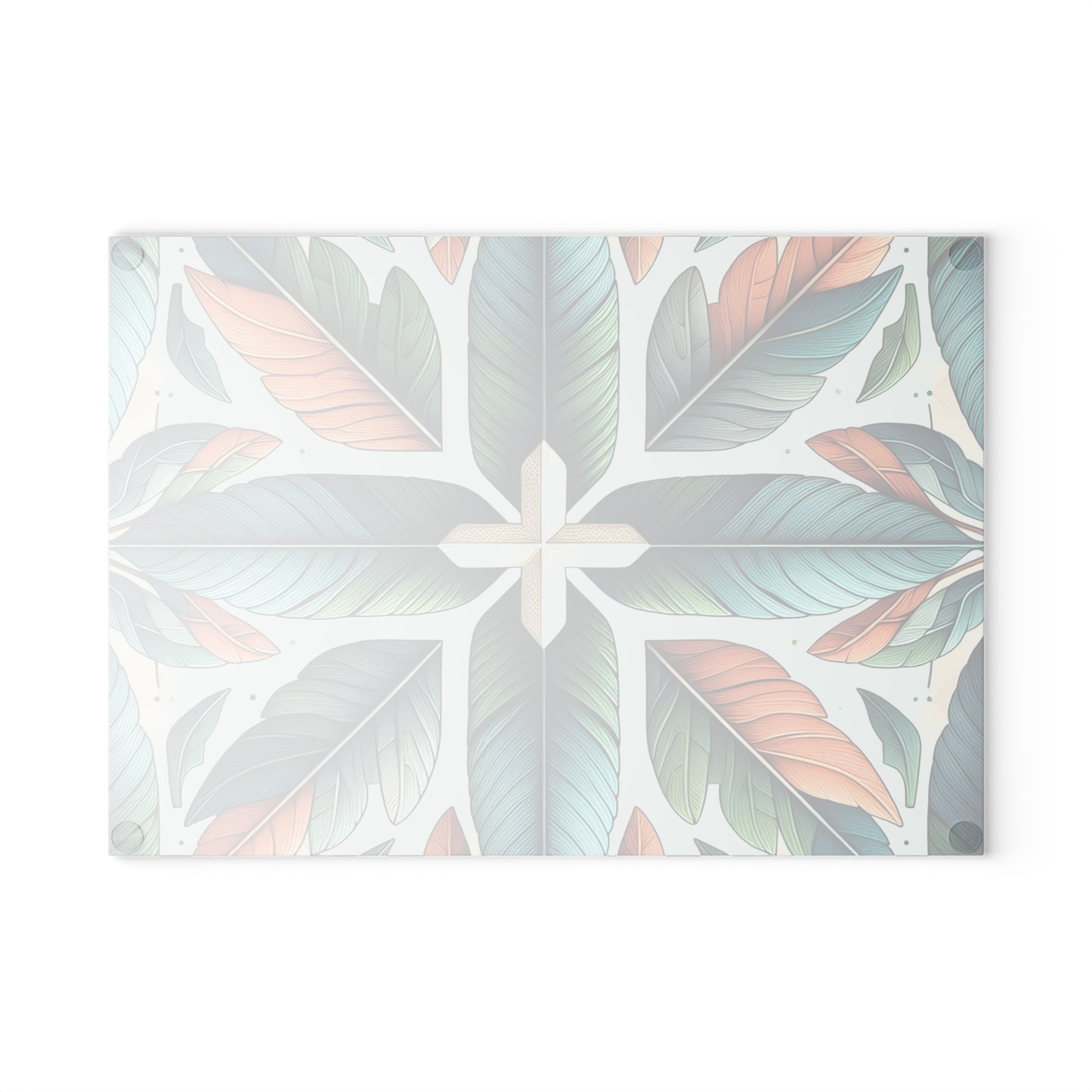 Tropical Leaf Glass Cutting Board — Botanical Decorative Kitchen Board
