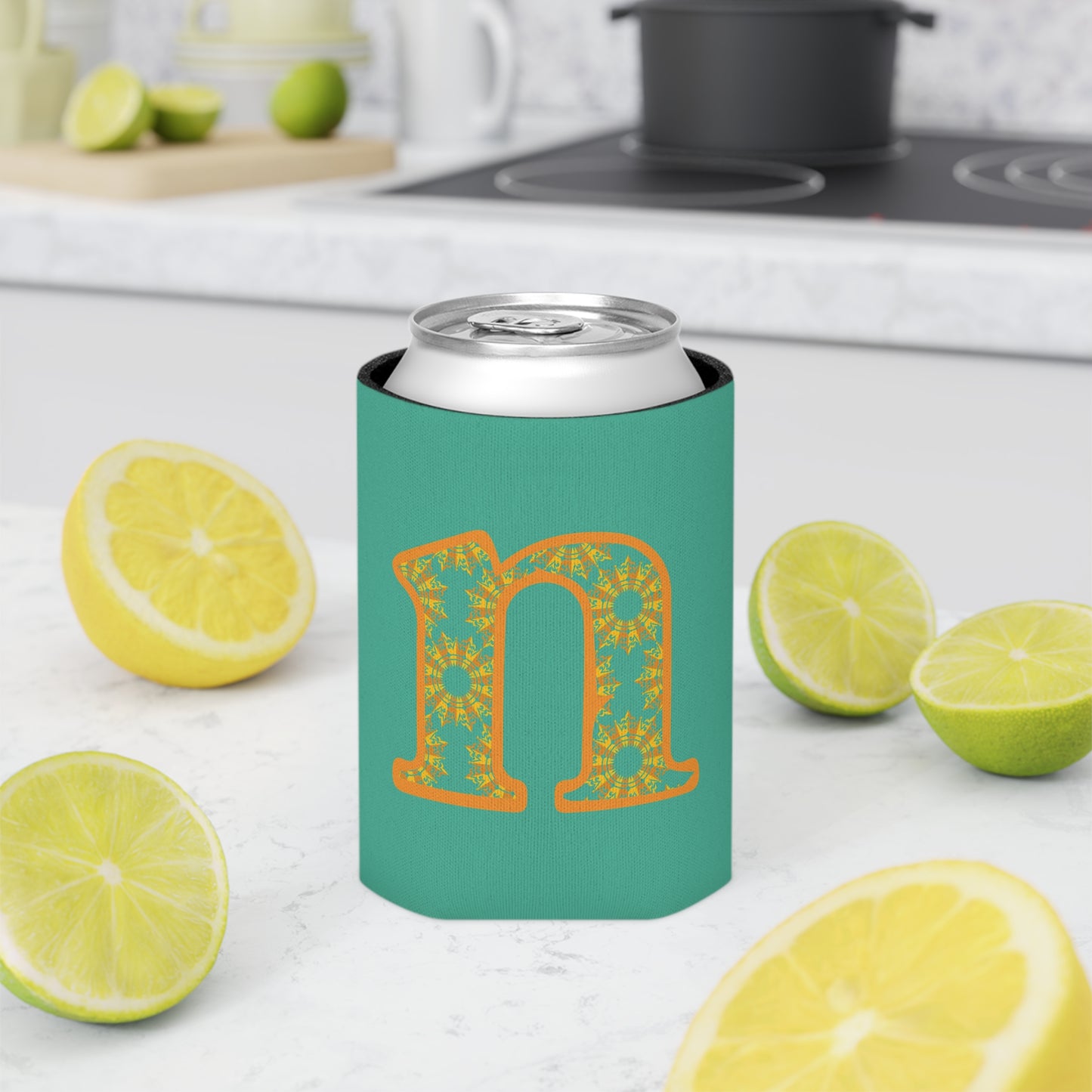 Vibrant Initial Can Cooler, Personalized Party Favor, Summer BBQ Accessory, Custom Drink Sleeve, Gift for Him/Her