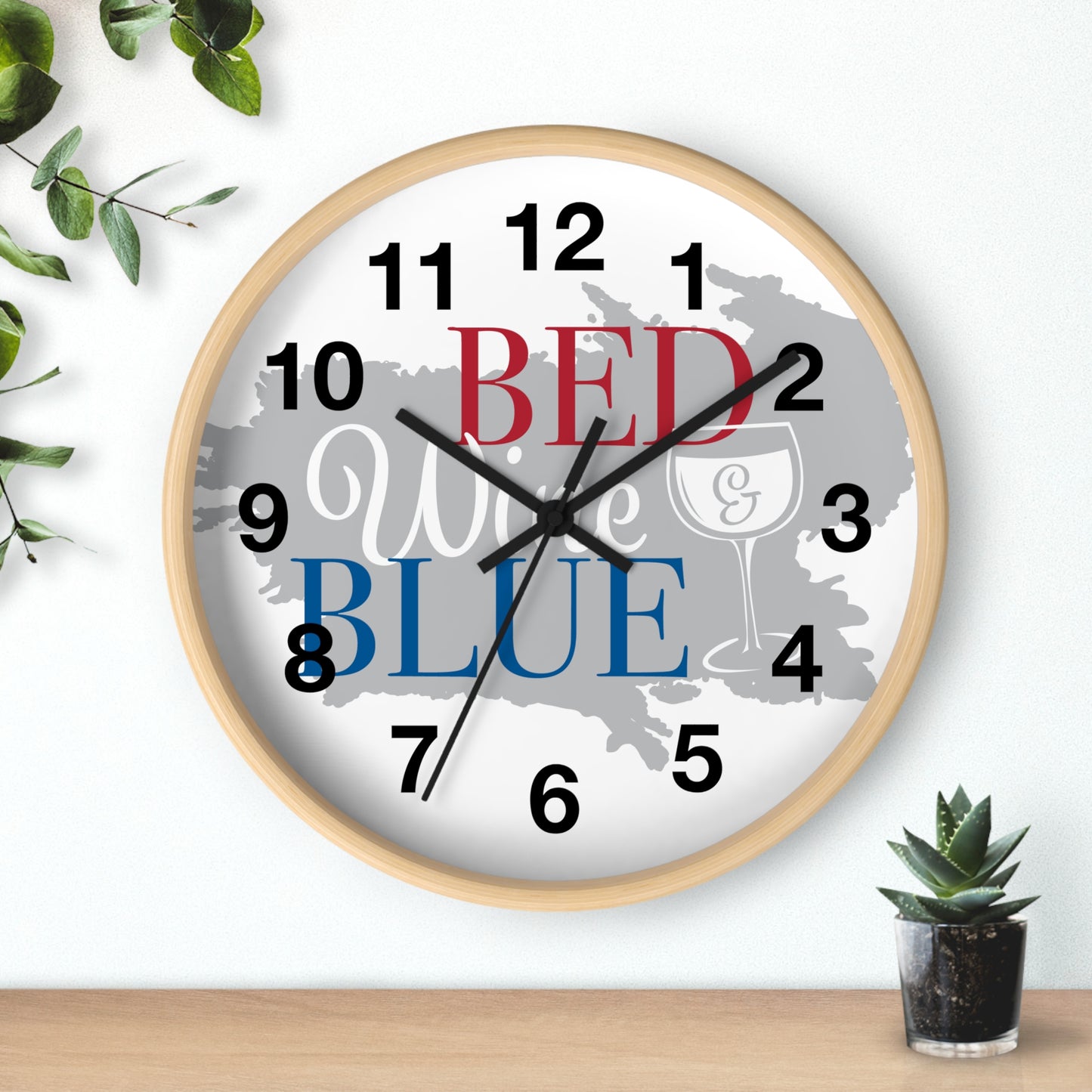 Patriotic Wall Clock - "Bed, White, and Blue" - Home Decor, Gift for Hosts, Independence Day, Americana Style, Wall Art, Kitchen Clock