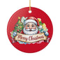 Santa Claus "Merry Christmas" Ceramic Ornament – Double-Sided Holiday Tree Decoration