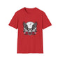 Skull Wings T‑Shirt – Crescent Moon & Red Roses Gothic Graphic Tee