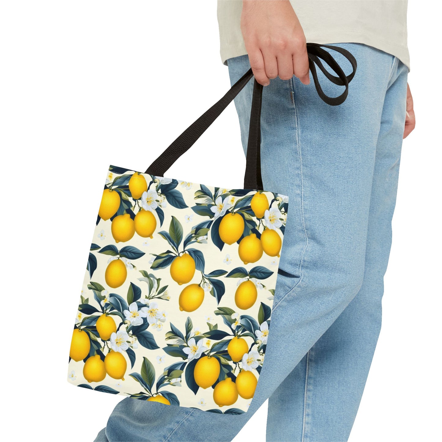Lemon Blossom All-Over Print Tote Bag — Citrus Floral Market Bag