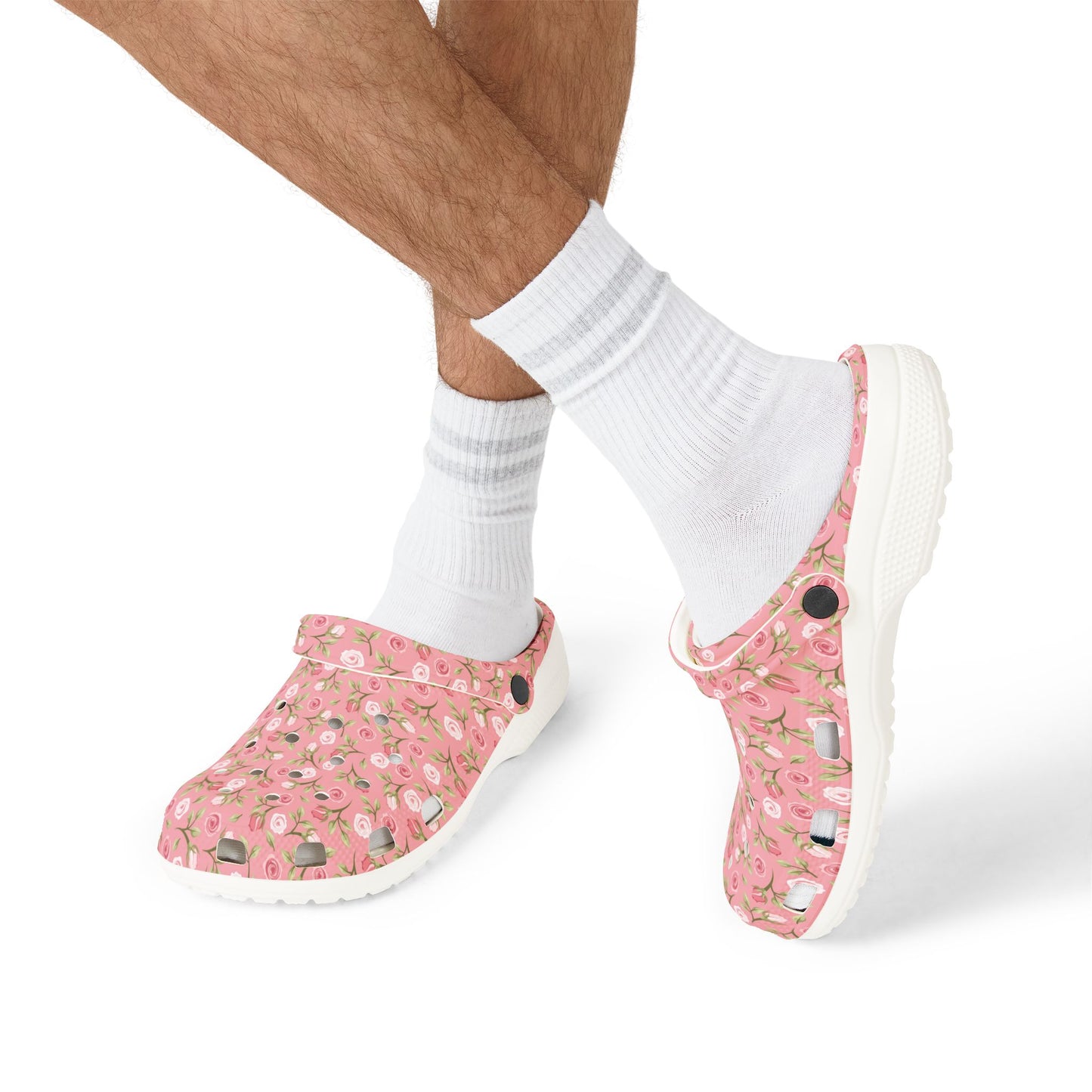 Floral Pink EVA Foam Clogs – Comfortable Garden Slip-On Shoes