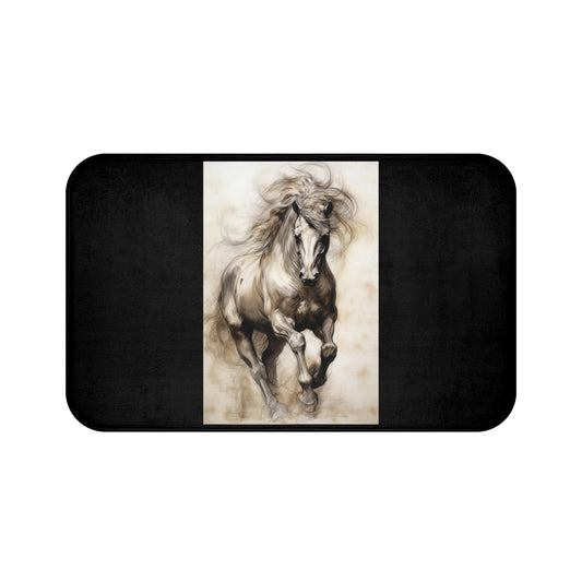 Elegant Horse Art Bath Mat, Equestrian Decor, Bathroom Accessory, Horse Lover Gift, Animal-Themed Bath Decor, Home and Garden