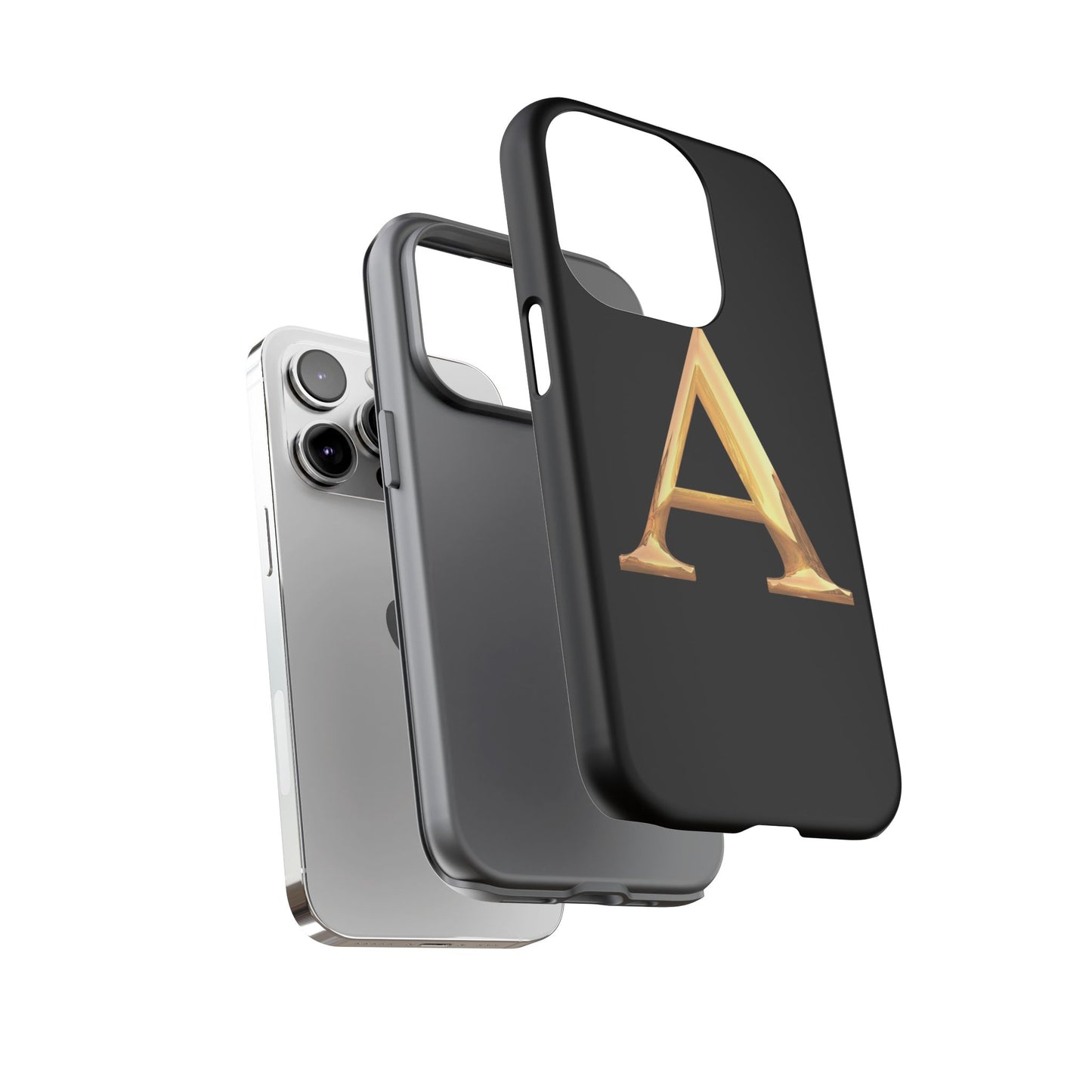 Custom Phone Case with Gold Letter A, Monogrammed Gift, Tough Protective Case, Personalized Phone Accessory, Unique Phone Cover