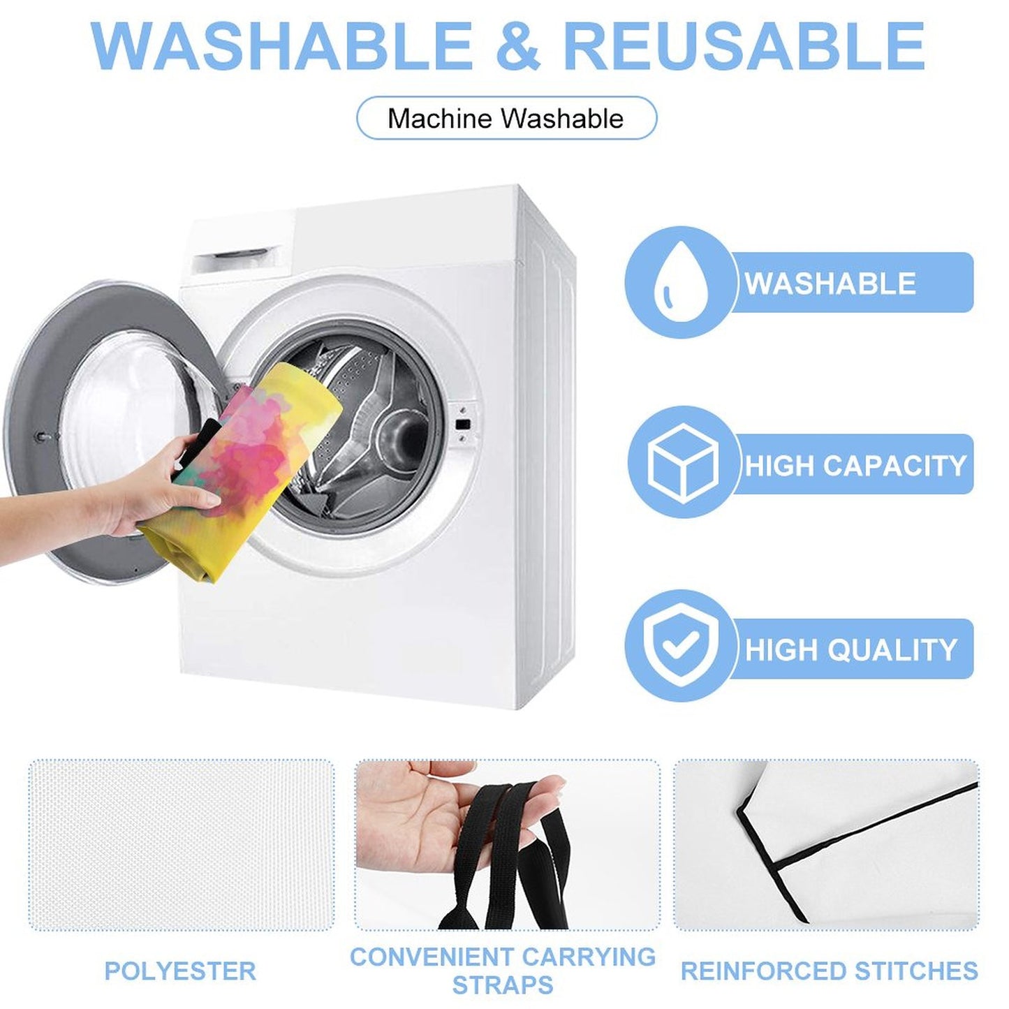 Large One Shoulder Shopping Bag Pink Yellow Blue Tie-Dye