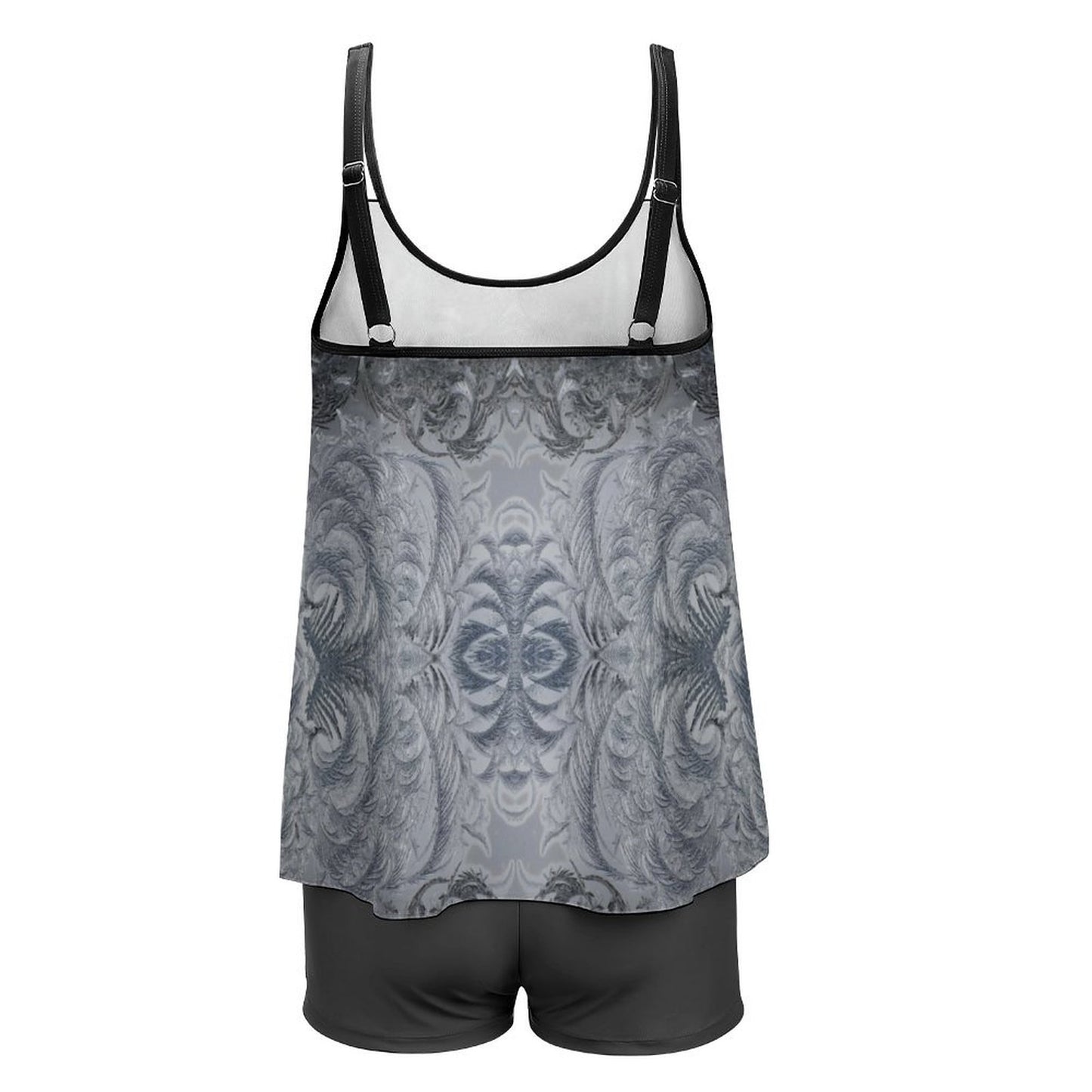 Tankini Two Piece Swimsuit Gray and Black