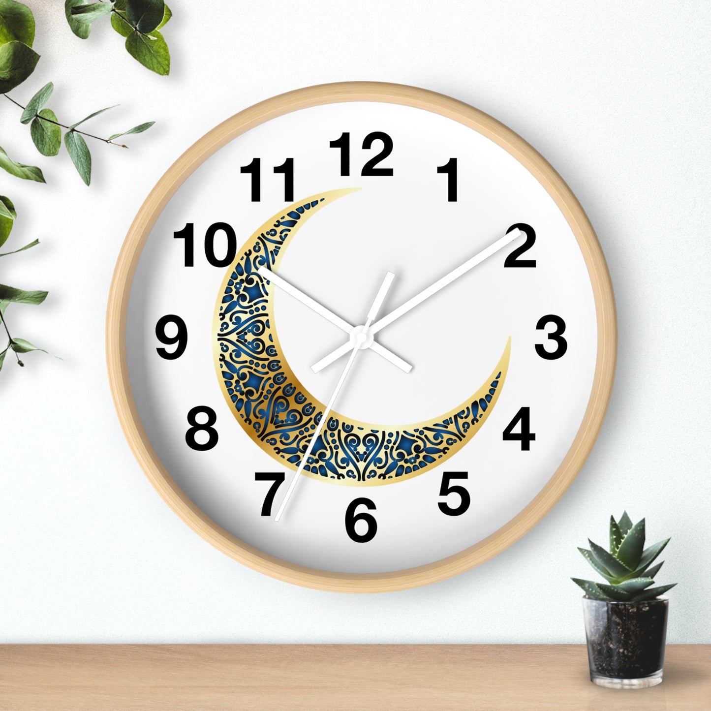 Elegant Boho Moon Phase Wall Clock, Decorative Home Clock, Unique Gift for Home Decor, Wellness, and Spiritual Spaces, Timepiece