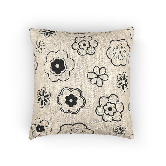 Boho Floral Woven Pillow, Decorative Throw Cushion, Artisan Home Decor, Gift for Home, Cozy Living Room Accent