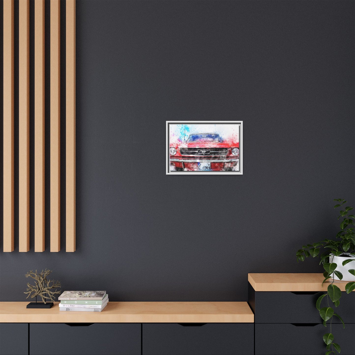 Matte Canvas, Framed Mustang Car
