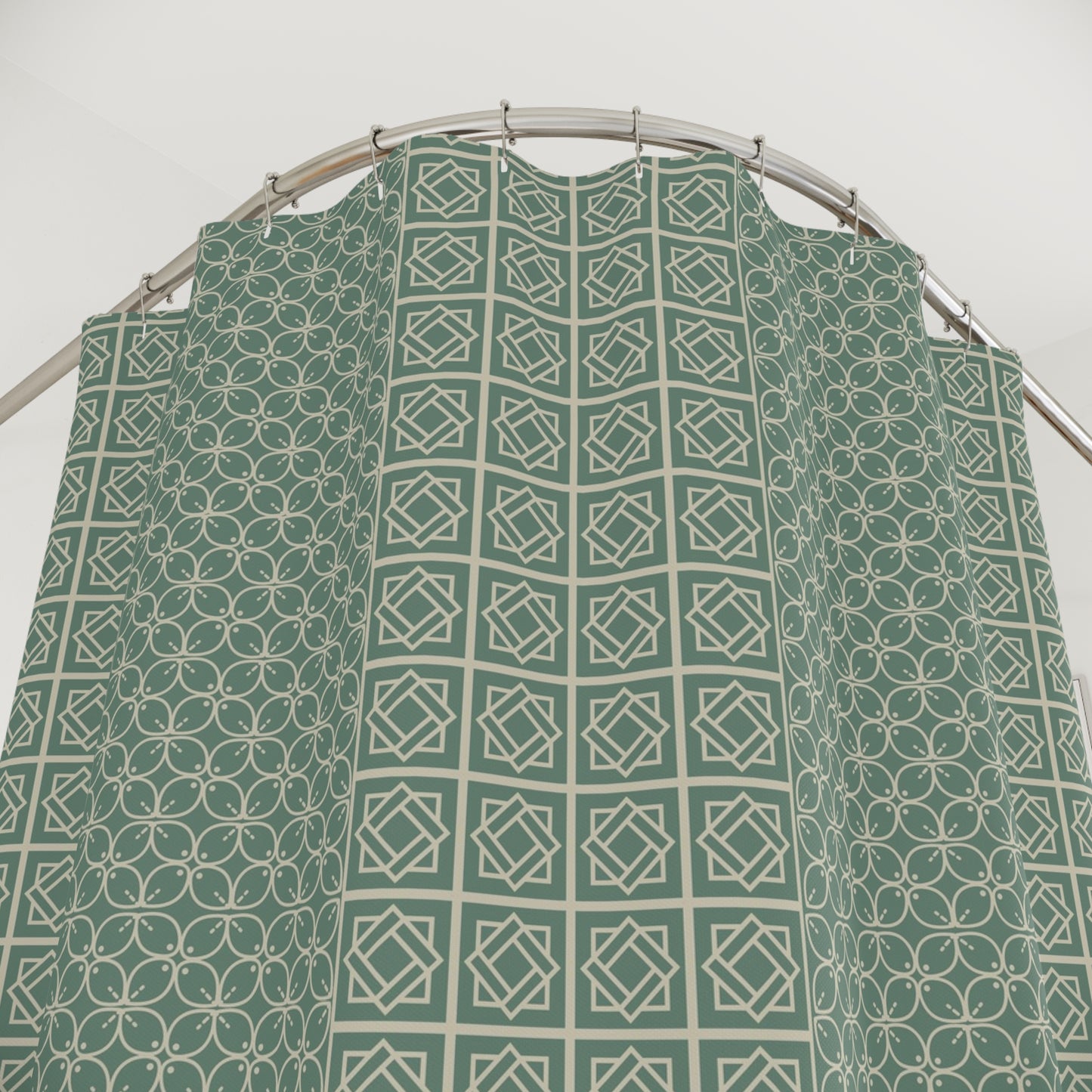 Elegant Geometric Shower Curtain, Modern Home Decor, Bathroom Makeover, Unique Gift, Green Patterned Home Accessory