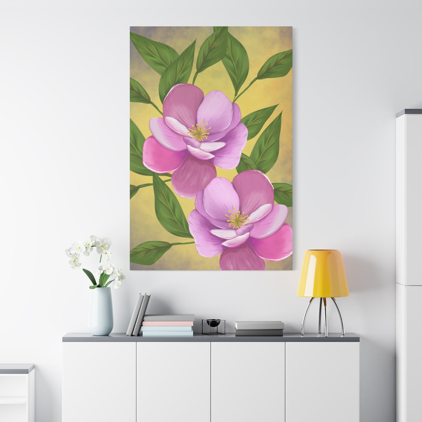 Matte Canvas, Stretched, 1.25" Tulips Pink and Purple Flowers