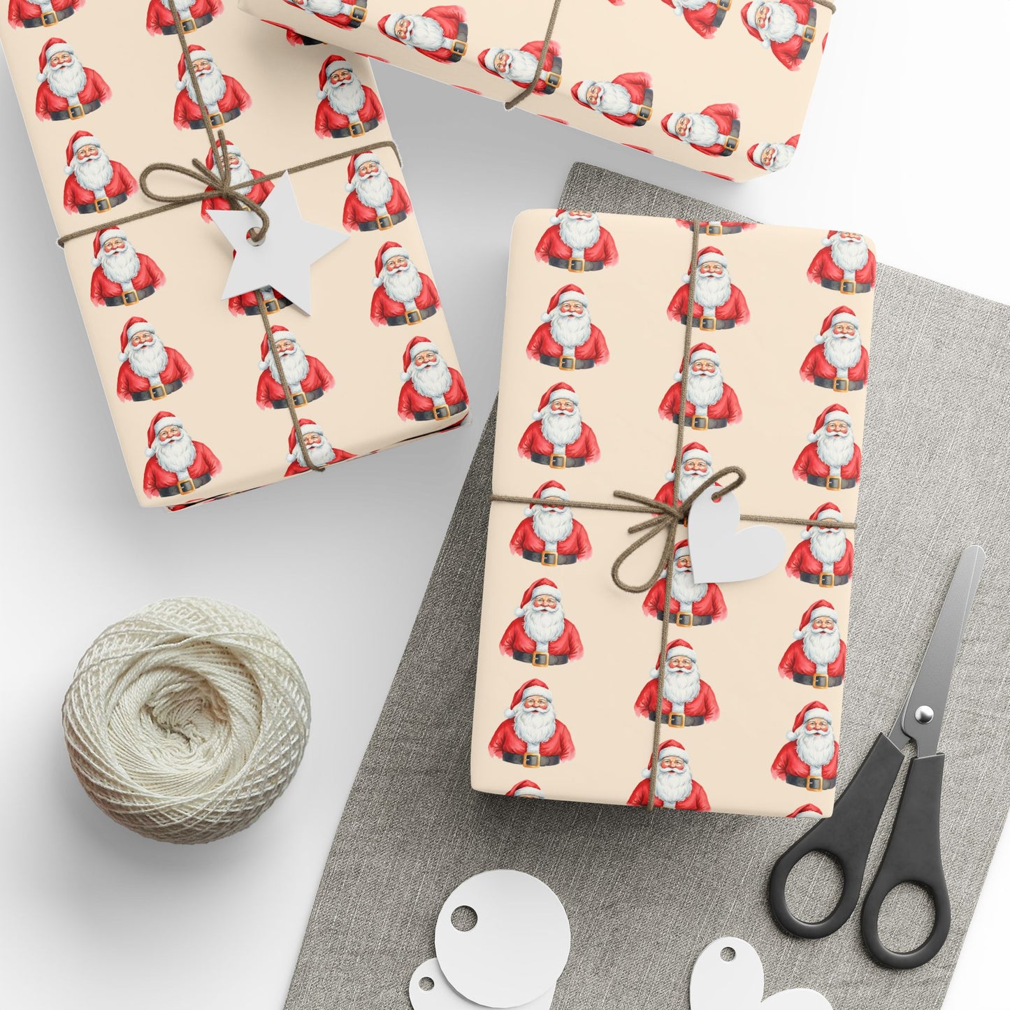 Santa Pattern Wrapping Paper Roll — Vintage Christmas Gift Wrap