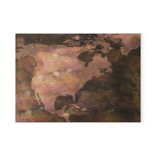 World Map Tempered Glass Cutting Board – Vintage Earthtone Kitchen Cutting Board