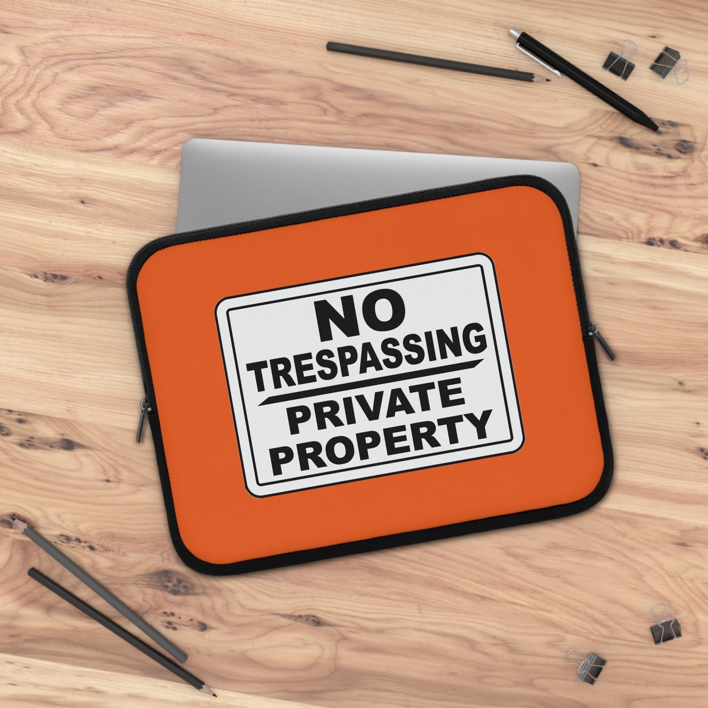 Bold Statement Laptop Sleeve - No Trespassing Design, Tech Accessory, Gift Idea, Modern Decor, Secure Storage