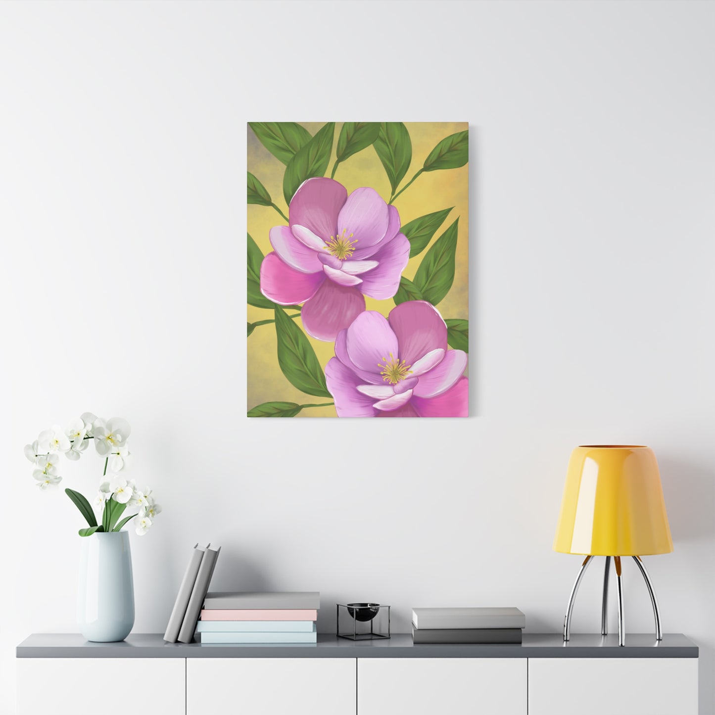 Matte Canvas, Stretched, 1.25" Tulips Pink and Purple Flowers