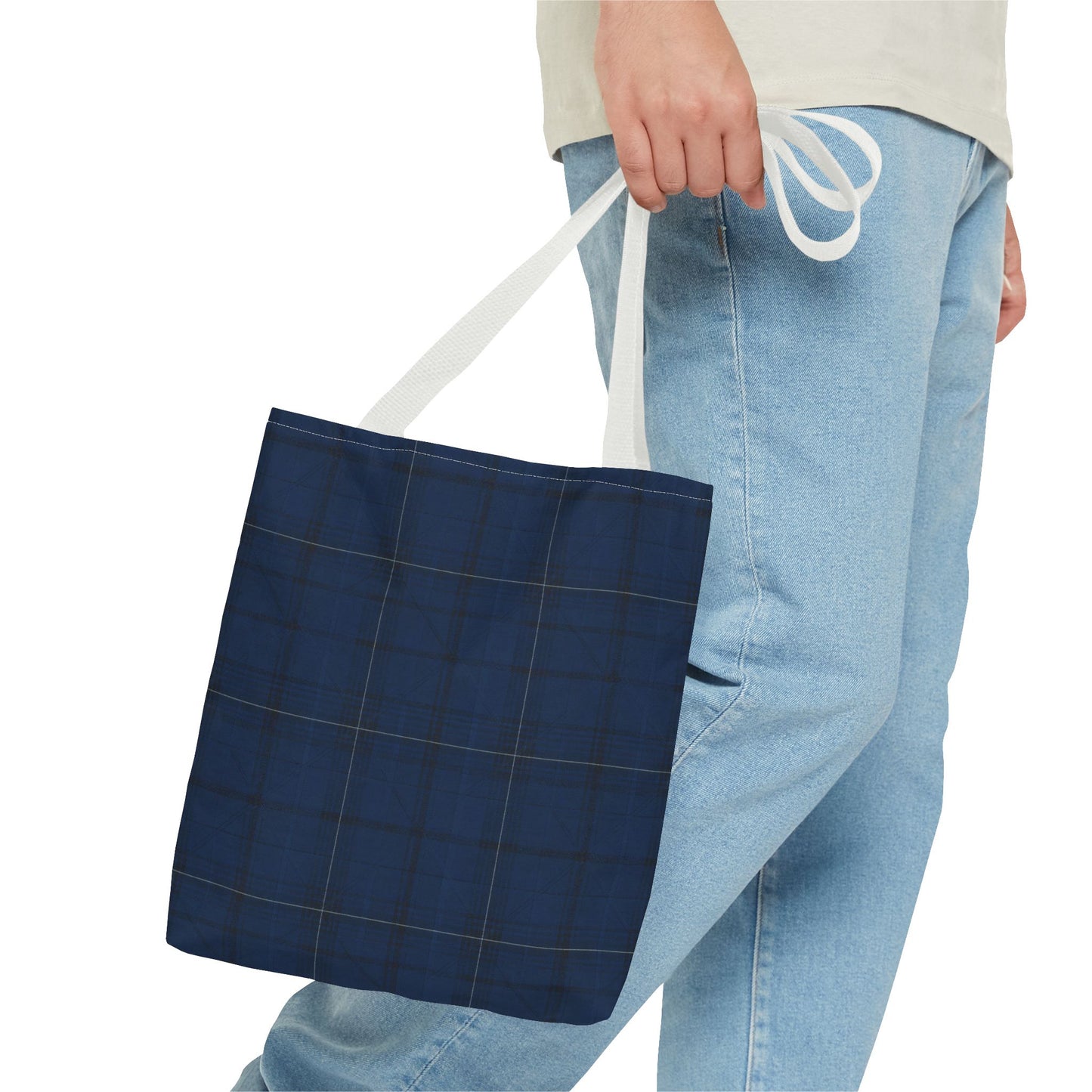 Navy Tartan Tote Bag – Classic Plaid All-Over Print Tote
