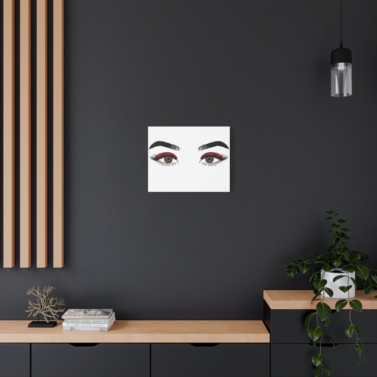 Red Lashes Wall Art Canvas — Glam Eyes Makeup Decor