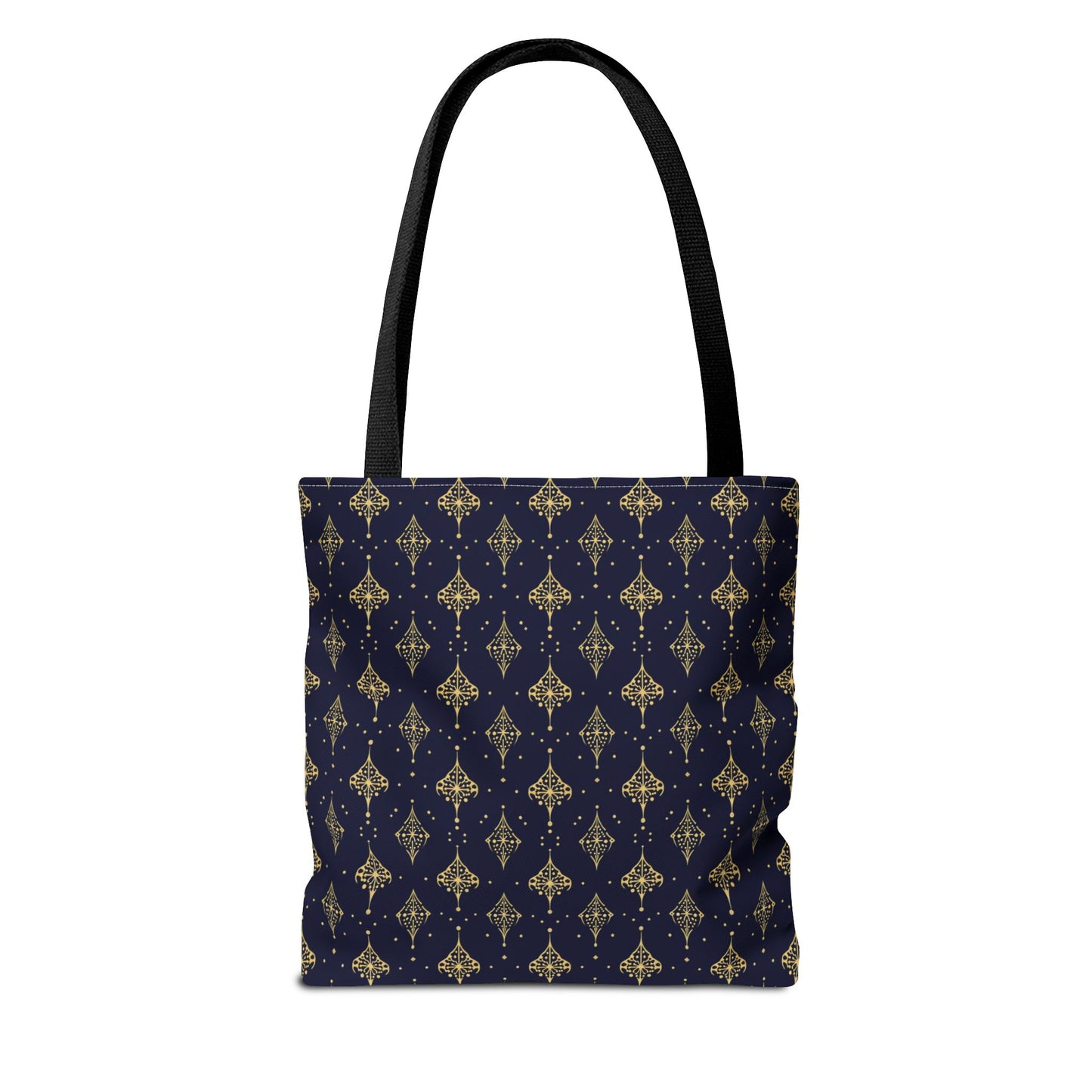 Navy & Gold Art Deco Tote Bag — Elegant Geometric Pattern All-Over Print
