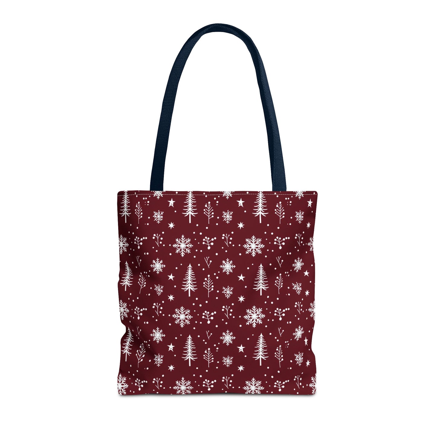 Christmas Snowflake Tote Bag – Burgundy Holiday Patterned Carryall