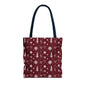 Christmas Snowflake Tote Bag – Burgundy Holiday Patterned Carryall