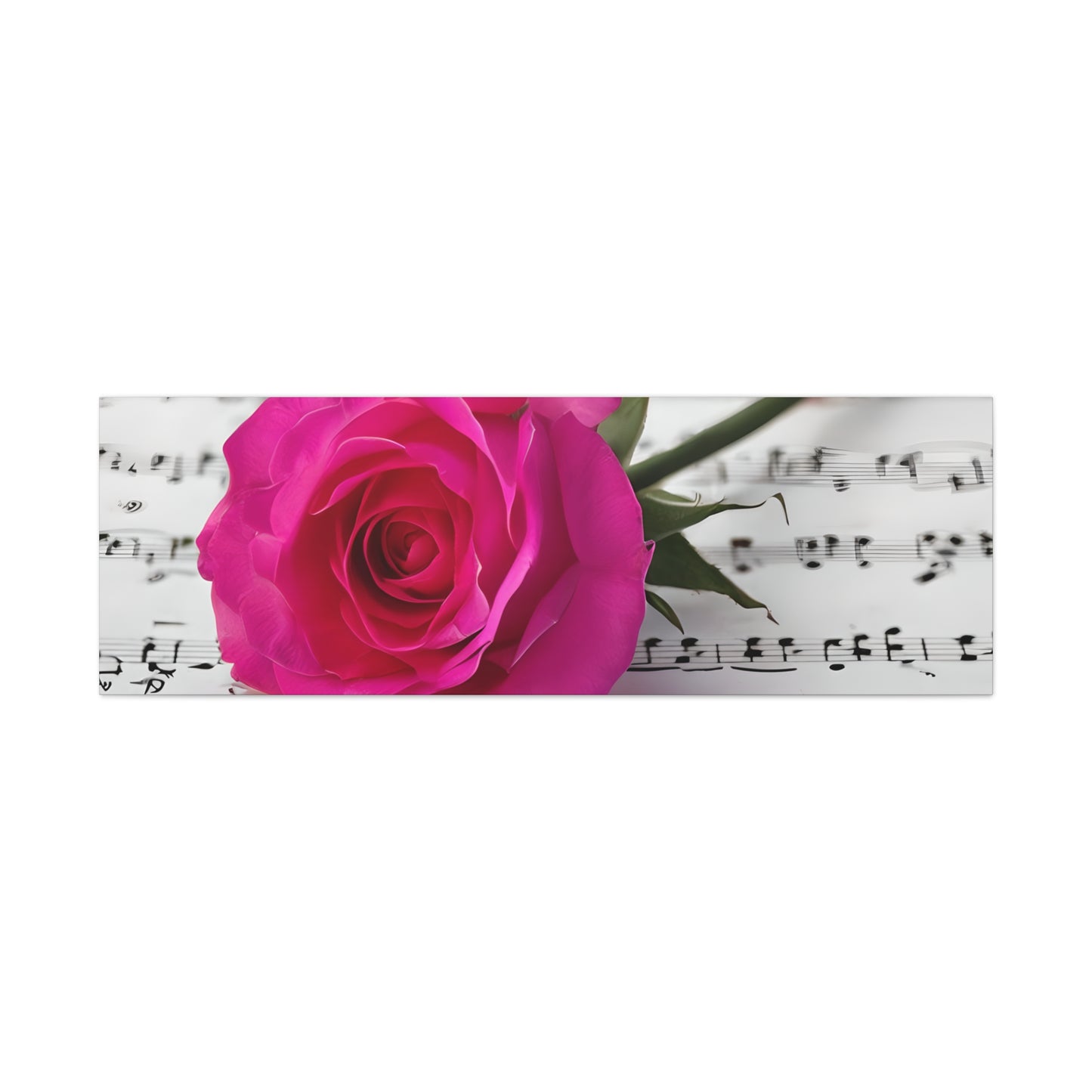 Stretched Canvas Art Print, Classic Rose on Sheet Music, Floral Wall Decor, Home Decoration, Gift for Music Lovers