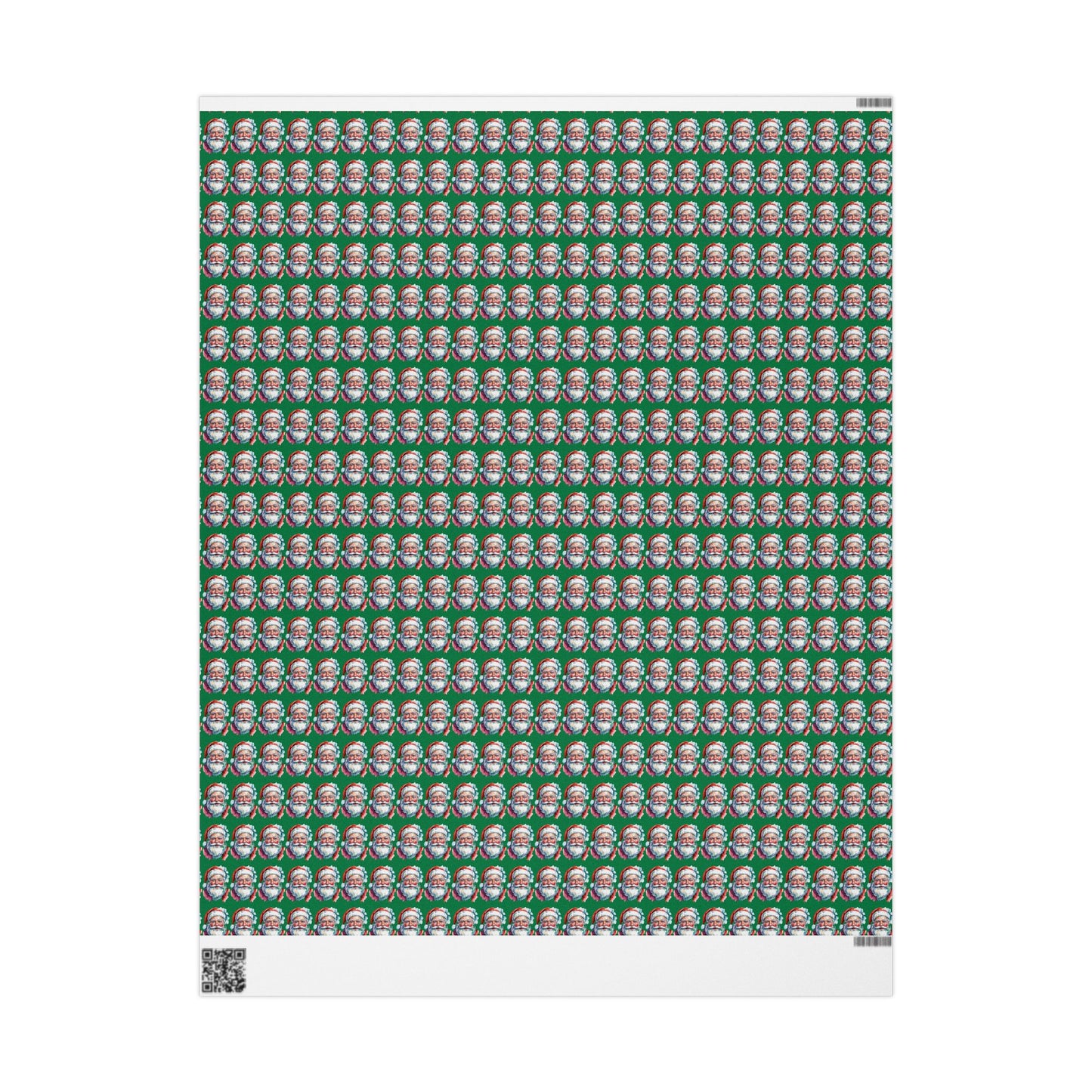 Santa Faces Green Christmas Wrapping Paper Roll