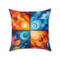 Abstract Seasons Square Pillow — Colorful Four-Panel Decorative Throw Pillow
