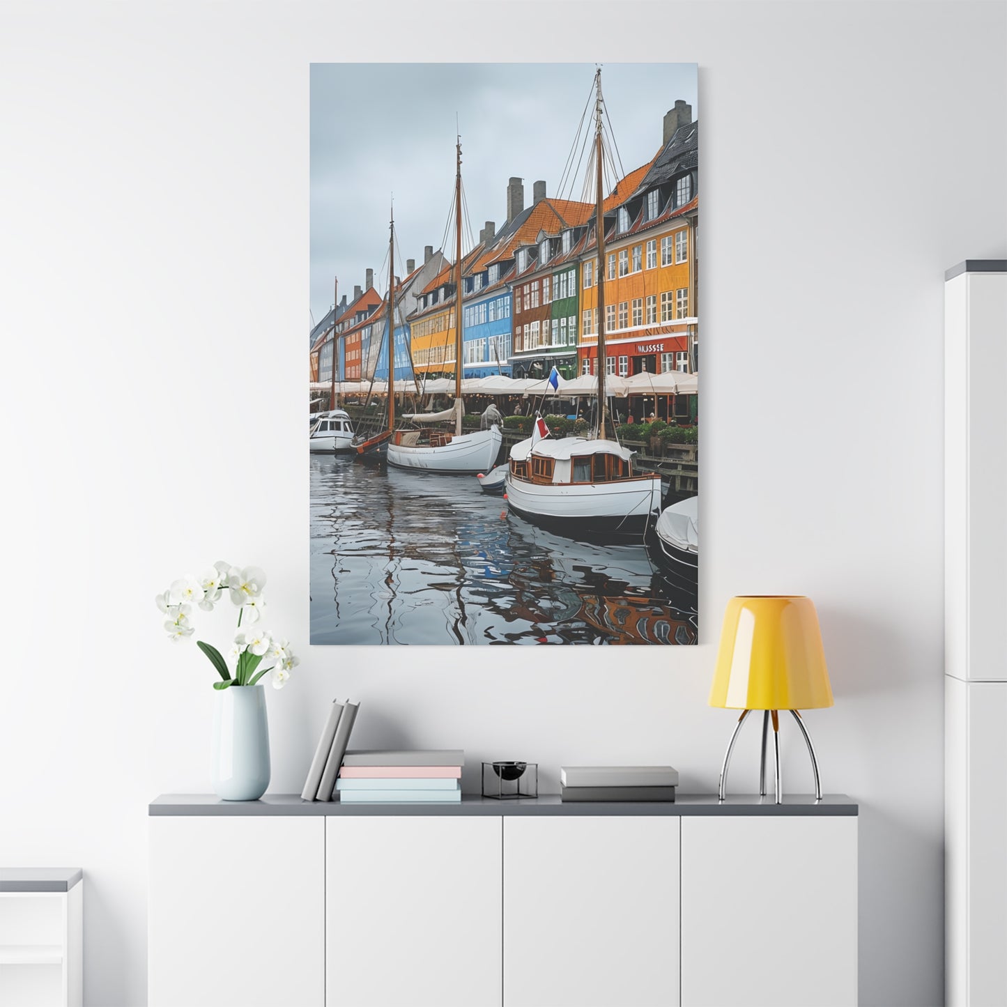 Coastal Canvas Print, Vibrant Harbor Art, Nautical Home Decor, Gift for Sailors, Maritime Wall Art