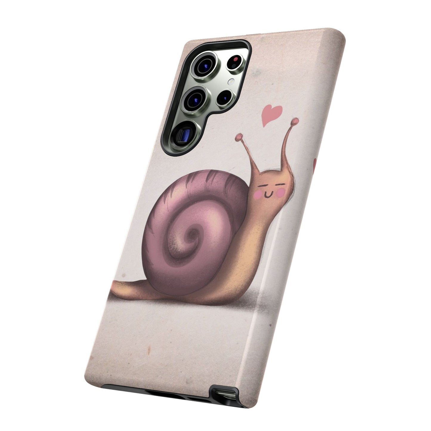 Cute Snail Phone Case — Pink Heart Cartoon Protective iPhone Cover