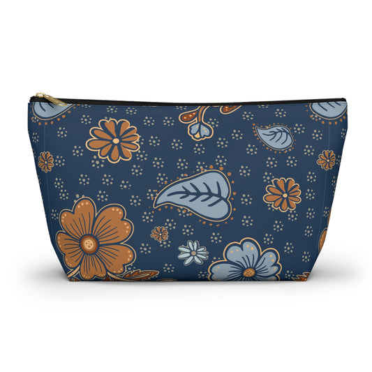Floral Accessory Pouch, Makeup Bag, Travel Organizer, Gift for Her, Floral Print, T-bottom Pouch, Cosmetics Case
