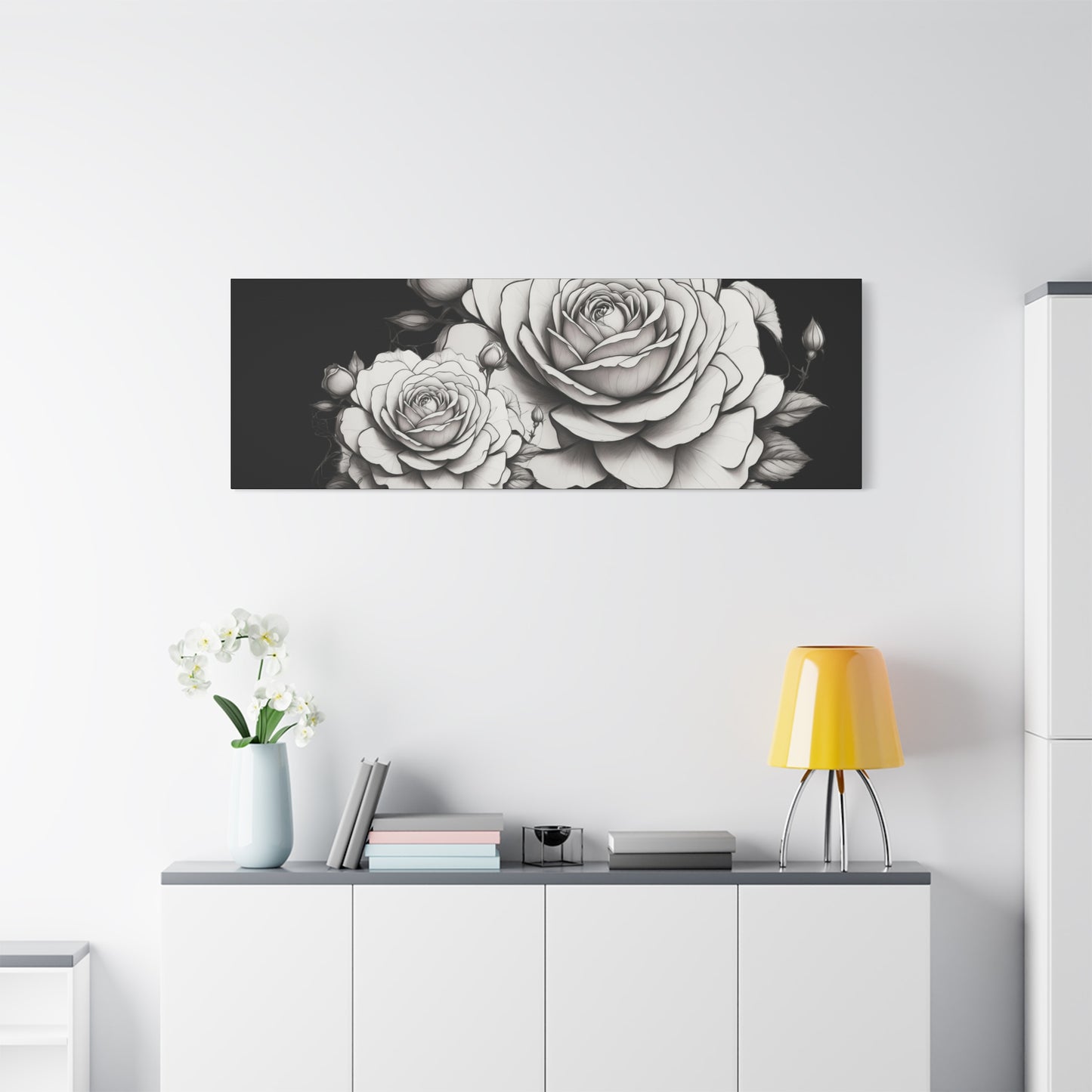 Monochrome Rose Canvas Print — Black & White Floral Wall Art