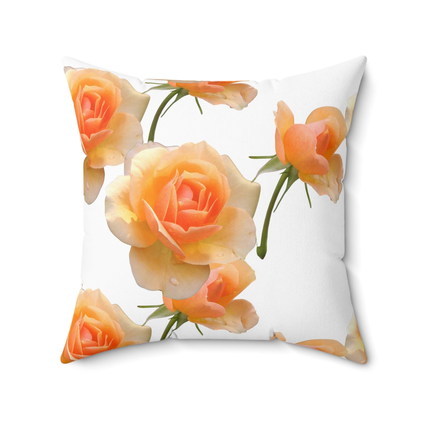 Floral Square Pillow with Peach Roses