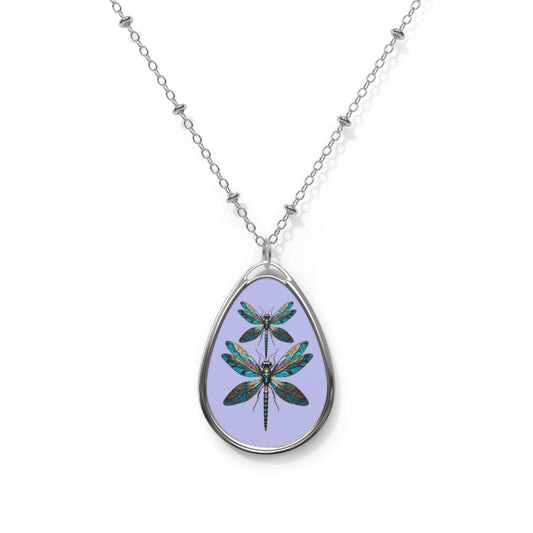 Elegant Dragonfly Oval Necklace - Nature-Inspired Jewelry for Women, Boho Accessories, Gift for Her, Birthday Present, Handmade Necklace