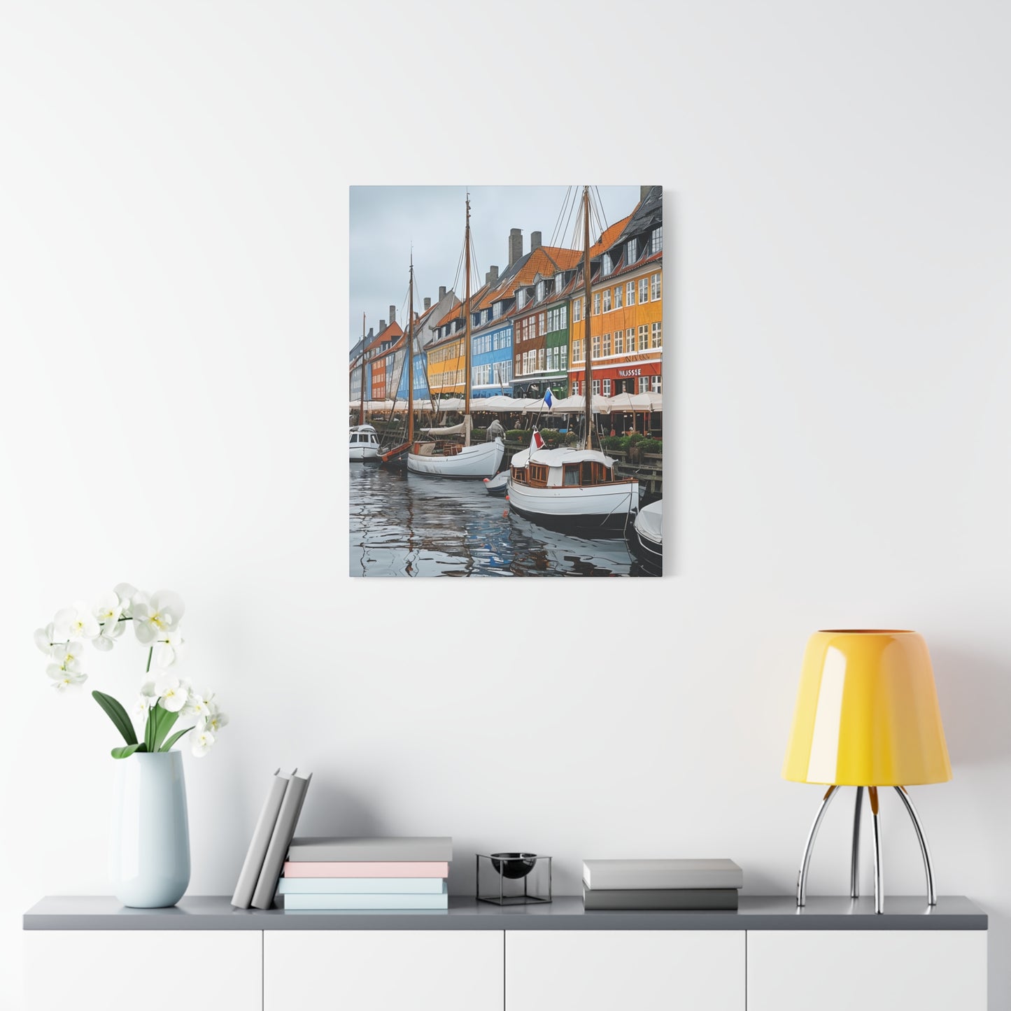 Coastal Canvas Print, Vibrant Harbor Art, Nautical Home Decor, Gift for Sailors, Maritime Wall Art