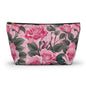 Floral Accessory Pouch - Stylish Makeup Bag, Organizer, Travel Toiletry Case, Gift for Her, Rose Flower Design