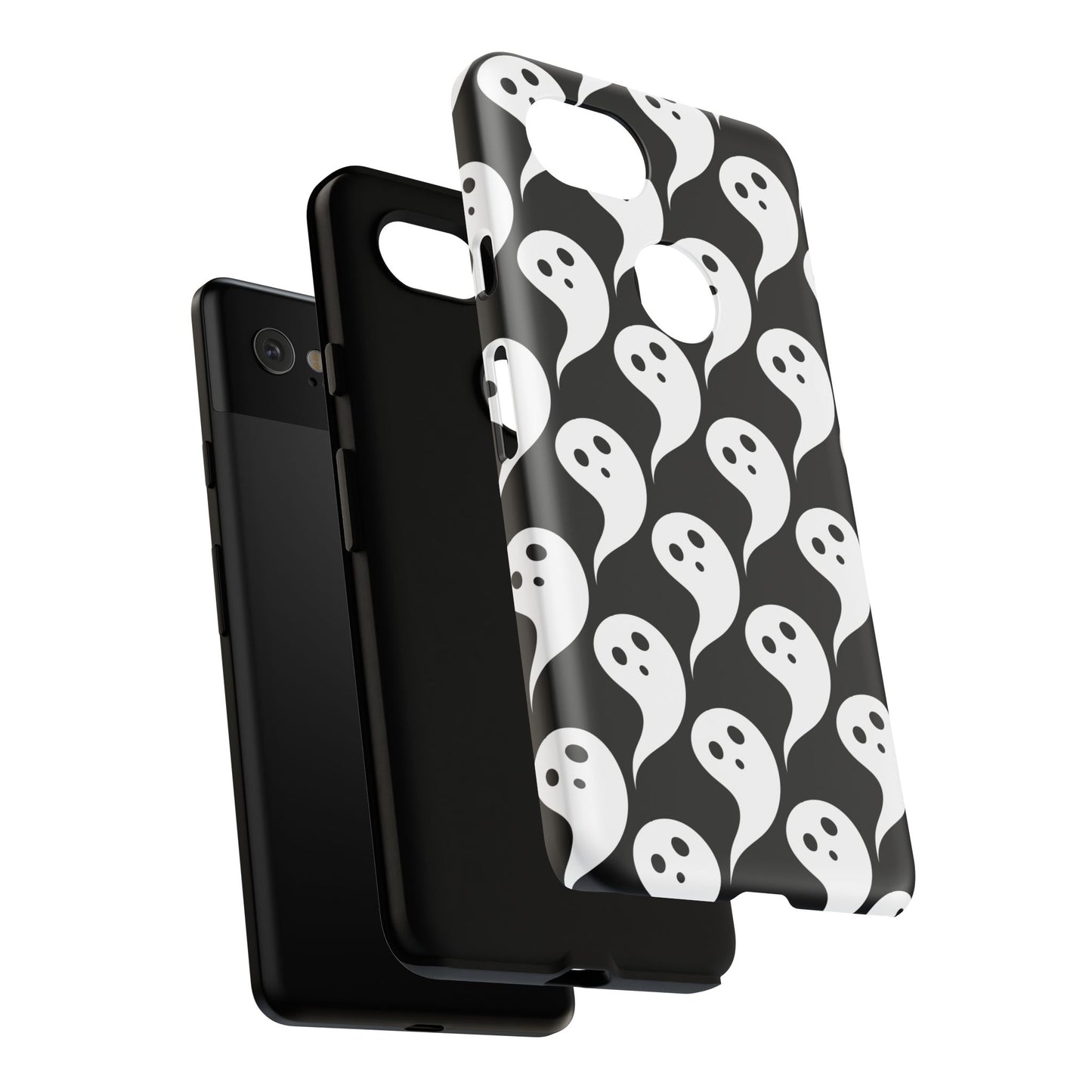 Ghost Pattern Phone Case, Cute Ghost Cell Phone Cover, Halloween Accessory, Spooky Gift, Black and White Phone Case