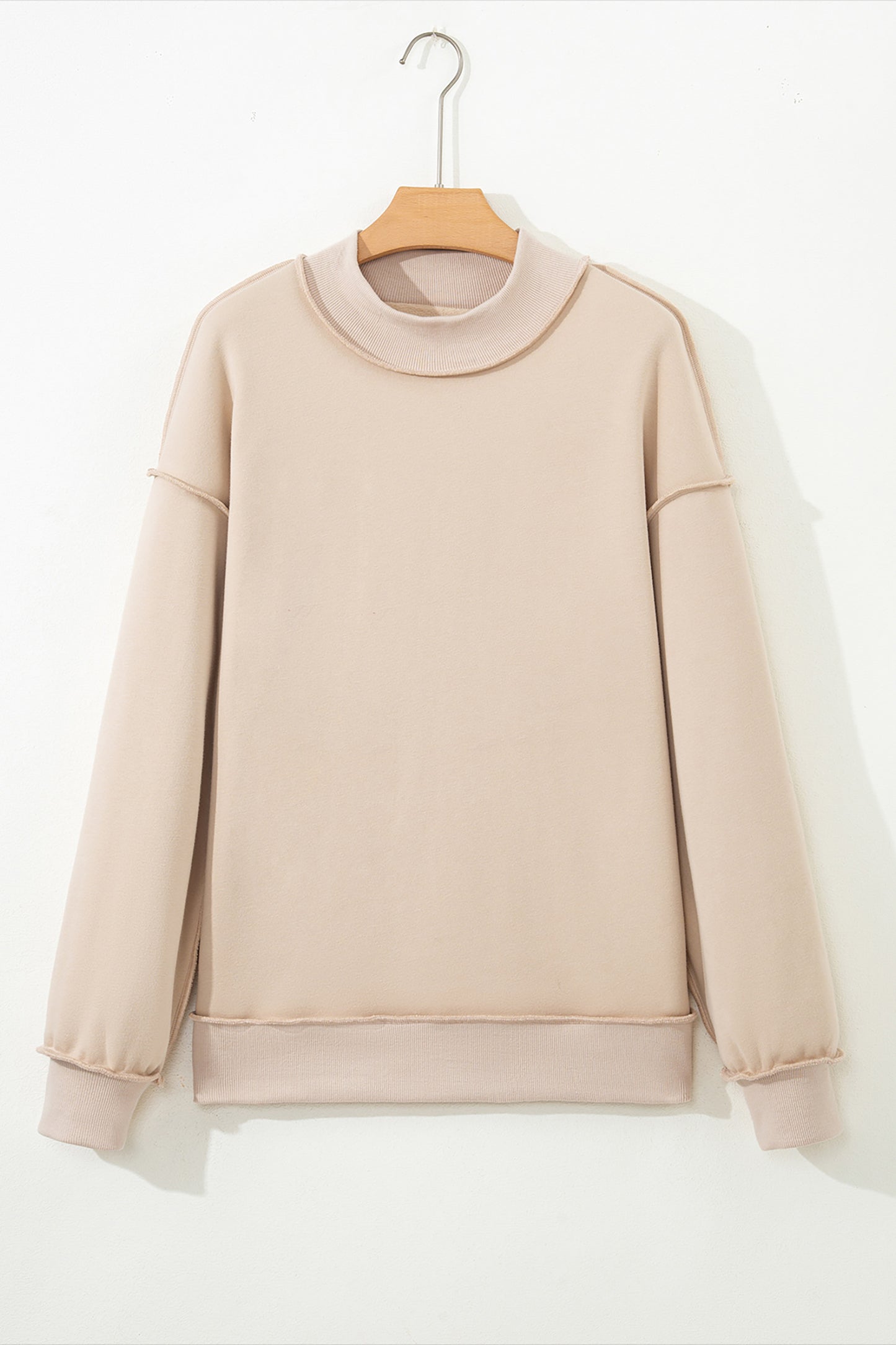 Oversize Drop Shoulder Reversible Mock Neck Sweatshirt