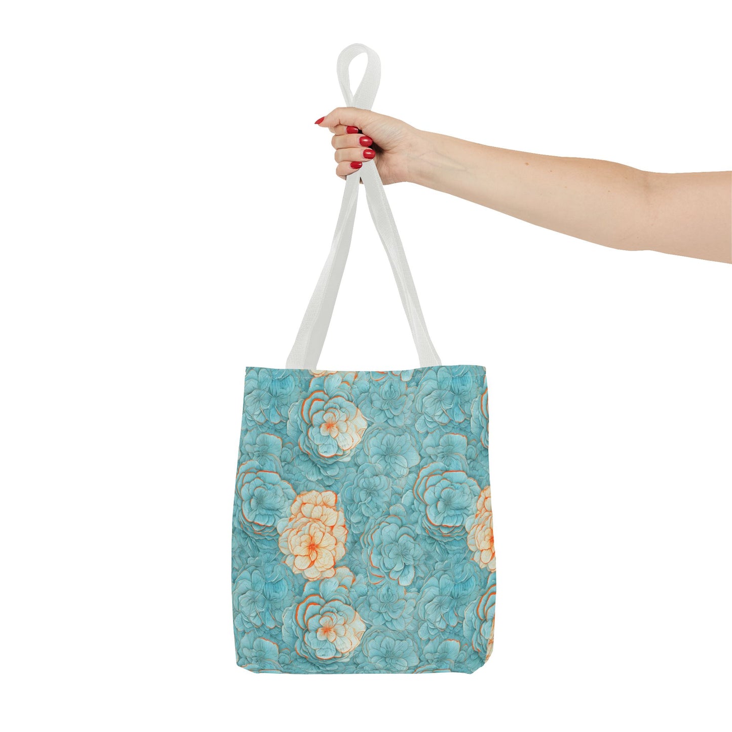 Floral Watercolor Tote Bag — Teal Succulent Pattern