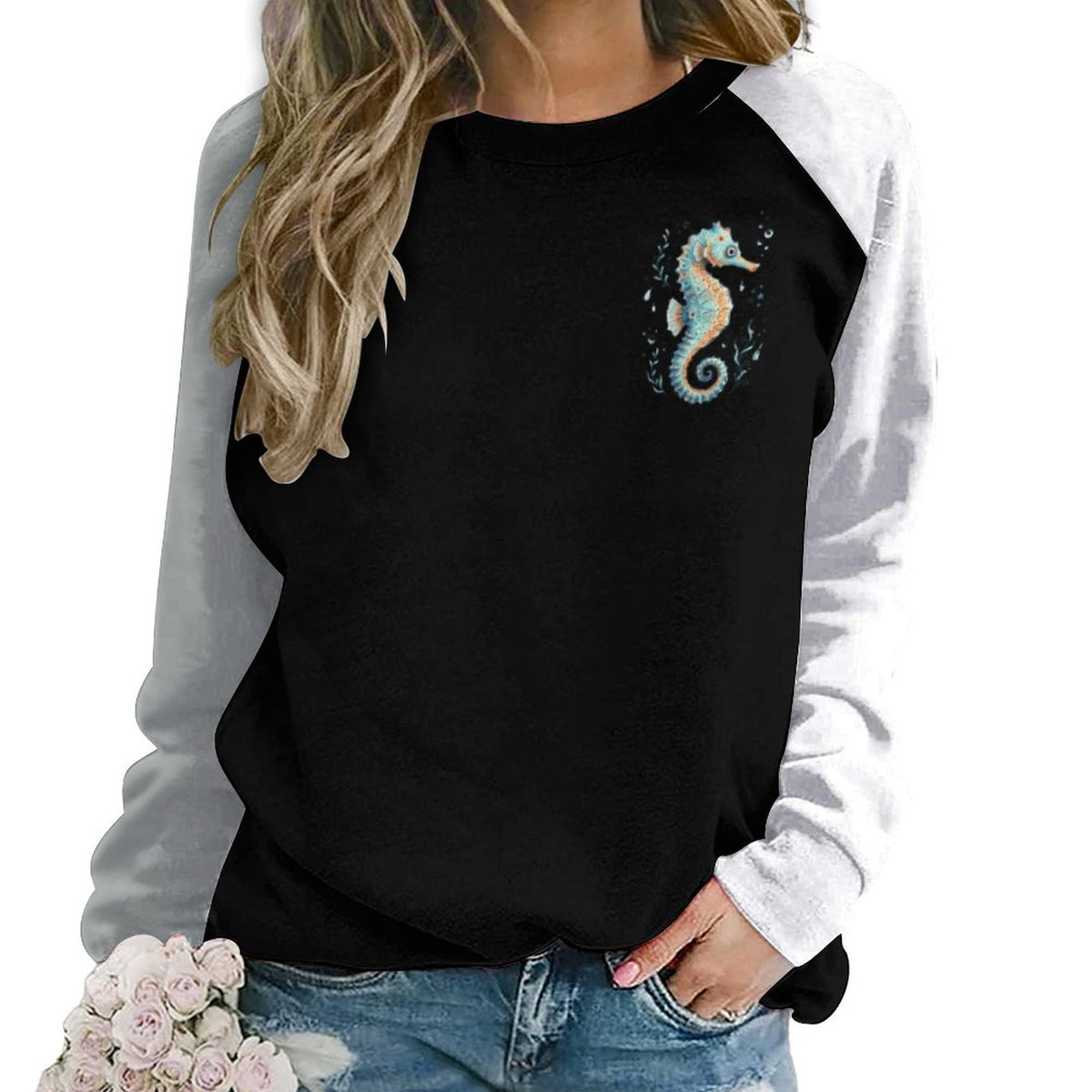 Seahorse Sweatshirt Designs Raglan Style