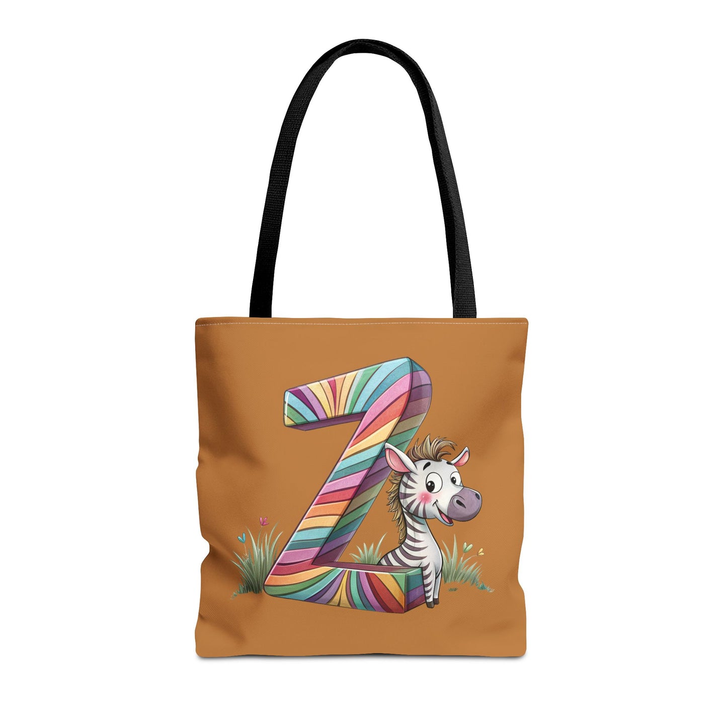Colorful Zebra Initial Tote Bag, Kids' Backpack, Fun Reusable Shopping Bag, Cute Gift for Animal Lovers, Eco-Friendly, Alphabet Design
