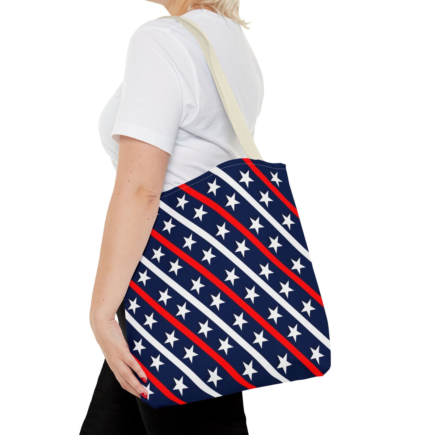 Patriotic Tote Bag, USA Flag Inspired, Star Patterned Purse, Summer BBQ, Independence Day, Memorial Day, Everyday Use