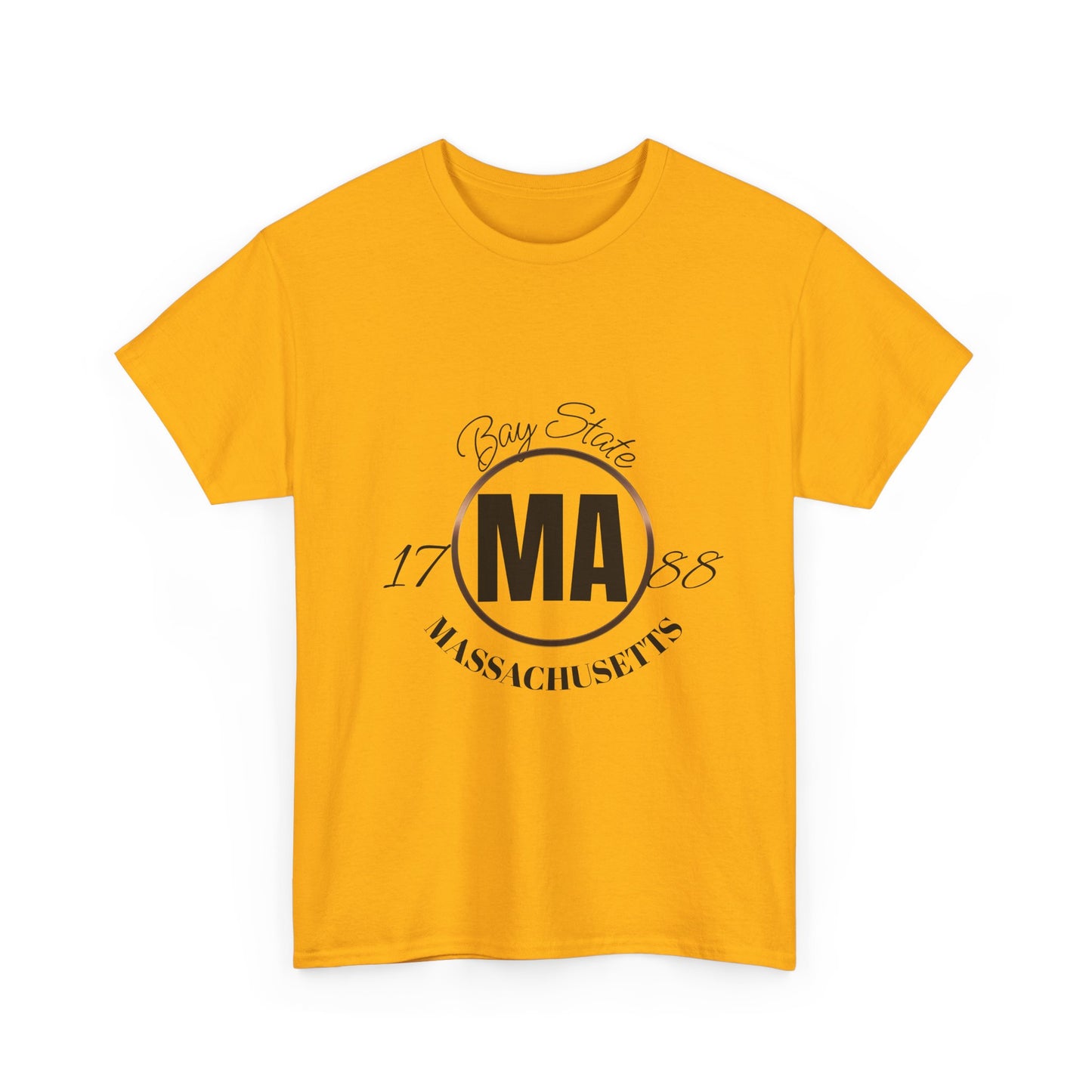 Unisex Heavy Cotton Tee with Massachusetts Design, Casual Wear, Gift for Him/Her, Travel Souvenir, Vintage Style