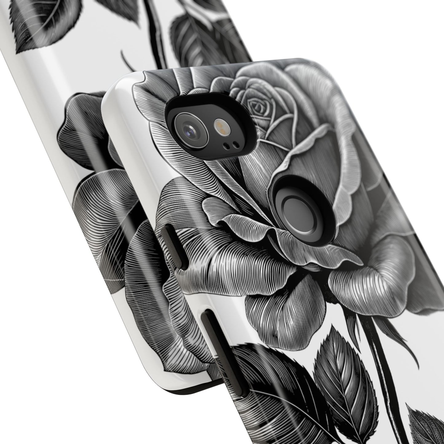 Elegant Floral Phone Case - Tough Cases, Black Rose Design, Floral Phone Cover, Stylish Phone Accessory, Gift for Her, Mother's Day