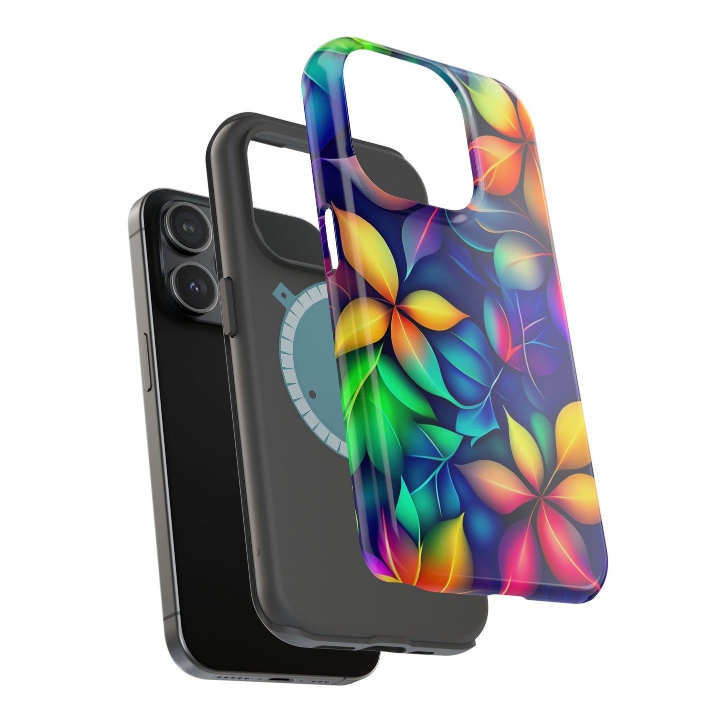 Floral Prism Magnetic Impact-Resistant Phone Case — Colorful Gradient Petal Design
