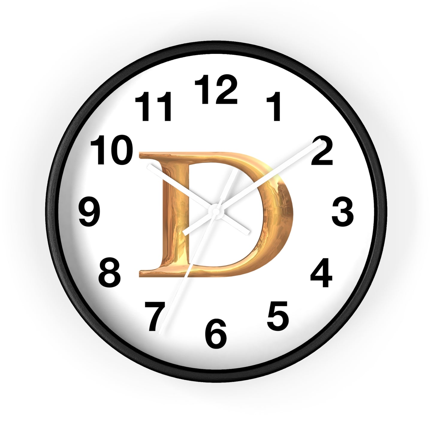 Elegant Initial D Wall Clock, Personalized Home Decor, Modern Timepiece, Gift for Her, Study Room Wall Art, Unique Design