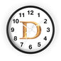 Elegant Initial D Wall Clock, Personalized Home Decor, Modern Timepiece, Gift for Her, Study Room Wall Art, Unique Design