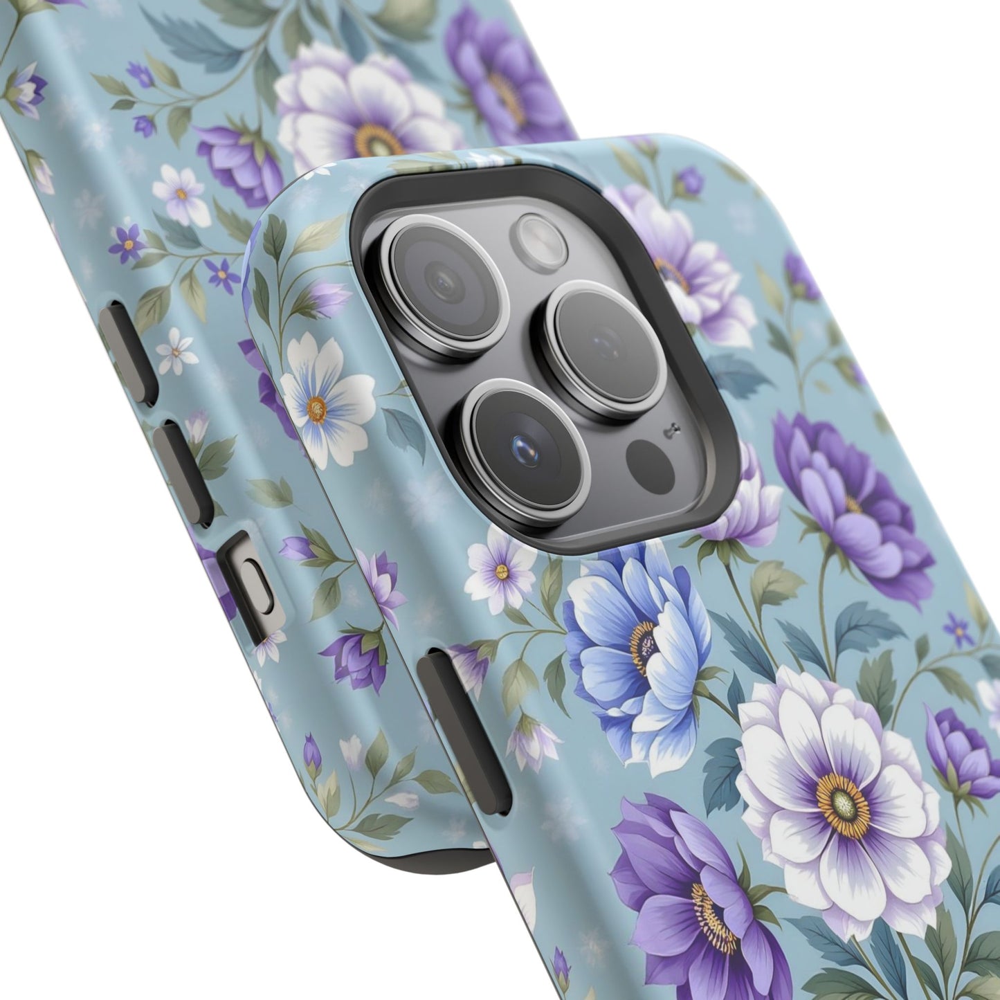 Floral Purple Peony Phone Case — Magnetic Impact‑Resistant Protective Cover