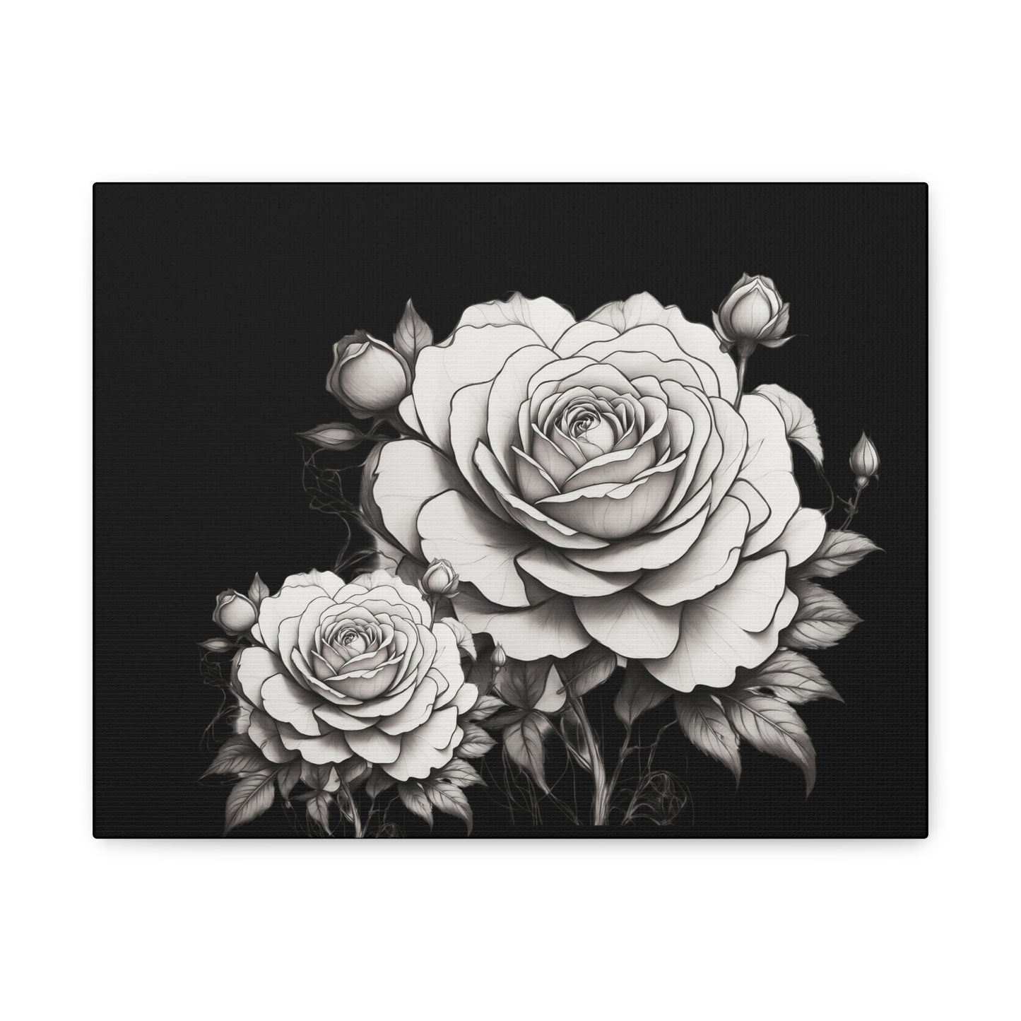 Monochrome Rose Canvas Print — Black & White Floral Wall Art